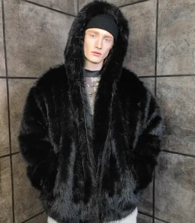Cassius Mink Fur Removable Sleeves Black Coat