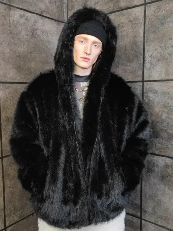 Cassius Mink Fur Removable Sleeves Black Coat