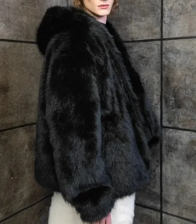 Cassius Mink Fur Removable Sleeves Black Coat