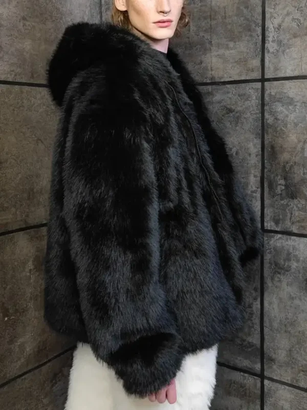 Cassius Mink Fur Removable Sleeves Black Coat