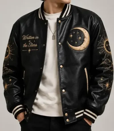 Celestial Moonchild Varsity Leather Jacket