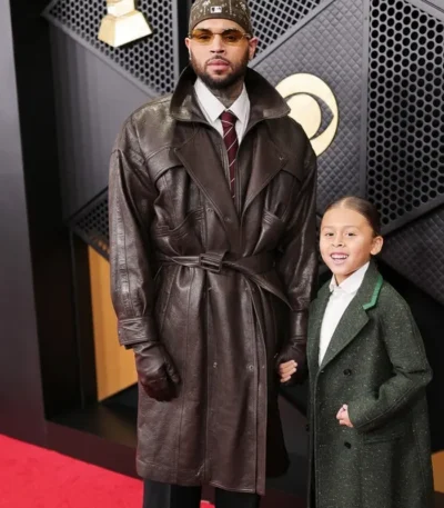 Chris Brown 68th GRAMMY Awards Leather Coat