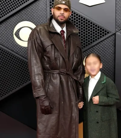 Chris Brown 68th GRAMMY Awards Leather Coat