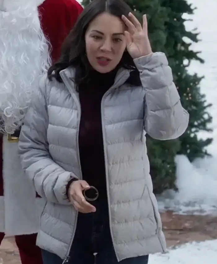 Christmas on Duty Janel Parrish Grey Puffer Jacket Christmas on Duty Janel Parrish Grey Puffer Jacket
