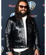 CinemaCon Jason Momoa Black Leather Jacket