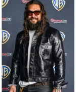 CinemaCon Jason Momoa Black Leather Jacket
