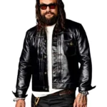 CinemaCon Jason Momoa Black Leather Jacket