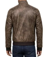 Clark Vintage Distressed Brown Leather Men’s Bomber Jacket