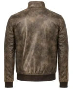 Clark Vintage Distressed Brown Leather Men’s Bomber Jacket