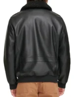 Classic Black Bomber Jacket with Leather and Fur