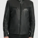 Classic Black Cafe Racer Motorcycle Leather Jacket