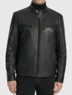 Classic Black Cafe Racer Motorcycle Leather Jacket