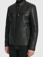 Classic Black Cafe Racer Motorcycle Leather Jacket