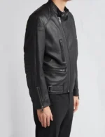 Classic Black Cafe Racer Style Leather Jacket for Men