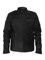 Classic Cut Black Leather Motorcycle Jacket