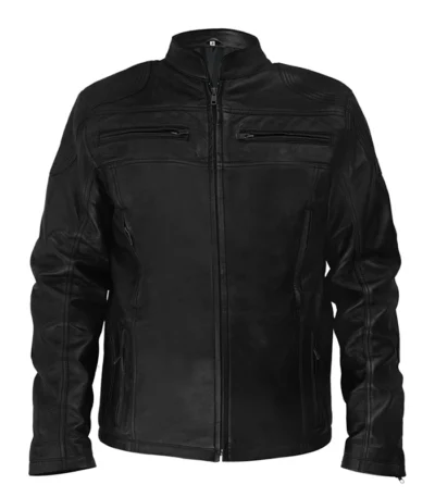 Classic Cut Black Leather Motorcycle Jacket