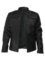 Classic Cut Black Leather Motorcycle Jacket