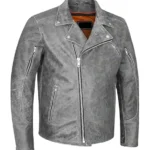 Classic Grey Biker Leather Jacket