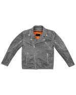 Classic Grey Biker Leather Jacket