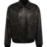 Classic Men’s Black Leather Bomber Jacket