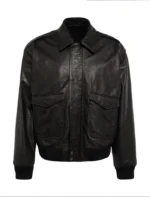 Classic Men’s Black Leather Bomber Jacket