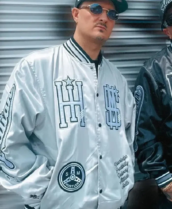Cookin Soul Italian Hustler Silver Bomber Jacket Cookin Soul Italian Hustler Silver Bomber Jacket