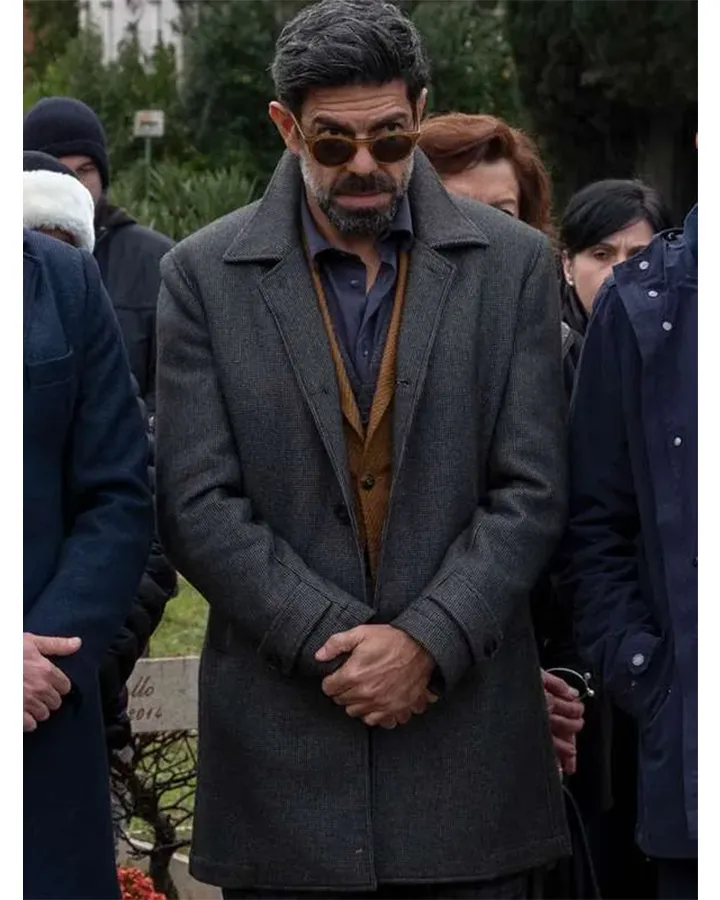 Corro da te 2022 Pierfrancesco Favino Wool Coat Corro da te 2022 Pierfrancesco Favino Wool Coat