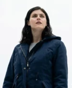 Couples Weekend Alexandra Daddario Blue Hooded Jacket