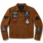 Creepy Trick or Treat Patch Suede Jacket