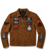 Creepy Trick or Treat Patch Suede Jacket