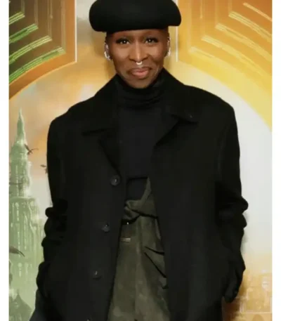 Cynthia Erivo Wicked Black Wool Coat