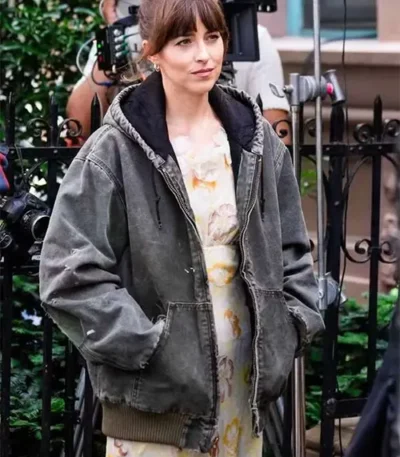 Dakota Johnson Materialists Grey Hooded Jacket