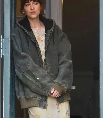 Dakota Johnson Materialists Grey Hooded Jacket