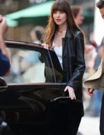 Dakota Johnson Materialists Leather Coat