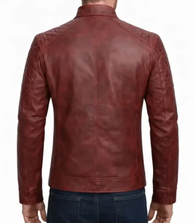 Daniel Red Quilted Men Cafe Racer Leather Jacket