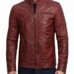 Daniel Red Quilted Men Cafe Racer Leather Jacket