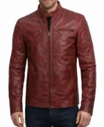Daniel Red Quilted Men Cafe Racer Leather Jacket