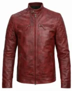 Daniel Red Quilted Men Cafe Racer Leather Jacket