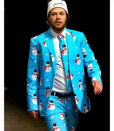 David Pastrnak Blue Snowman Suit