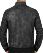 Davis Black Waxed Men’s Leather Bomber Slim fit Jacket