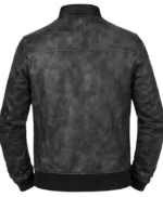 Davis Black Waxed Men’s Leather Bomber Slim fit Jacket