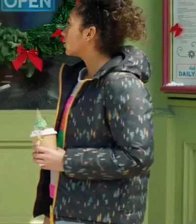 Delia Lisette Chambers Jingle Bell Love Black Puffer Jacket