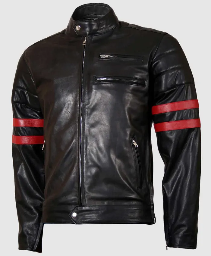 Dixon Red Striped Cafe Racer Jacket Dixon Red Striped Cafe Racer Jacket