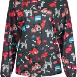 Dogs Cats Bones Halloween Scrub Jacket