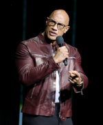 Jumanji Open World Photocall Dwayne Johnson Leather Jacket