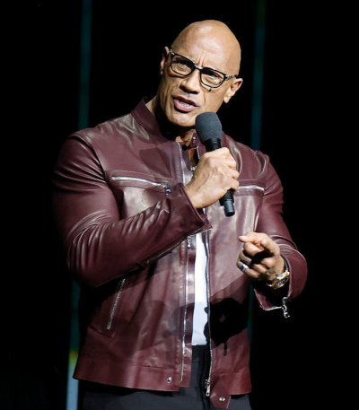Jumanji Open World Photocall Dwayne Johnson Leather Jacket