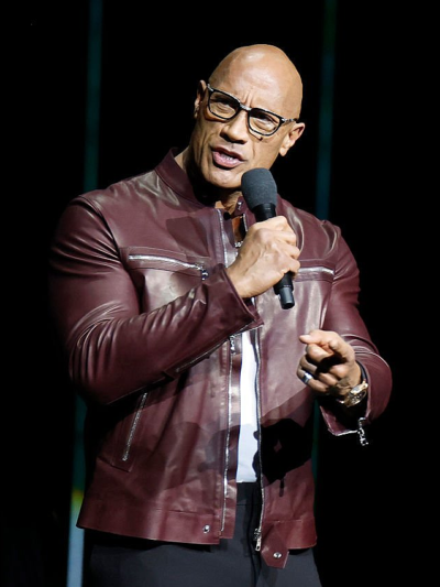 Jumanji Open World Photocall Dwayne Johnson Leather Jacket
