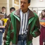 Dwayne Johnson Young Rock Brown & Green Leather Jacket