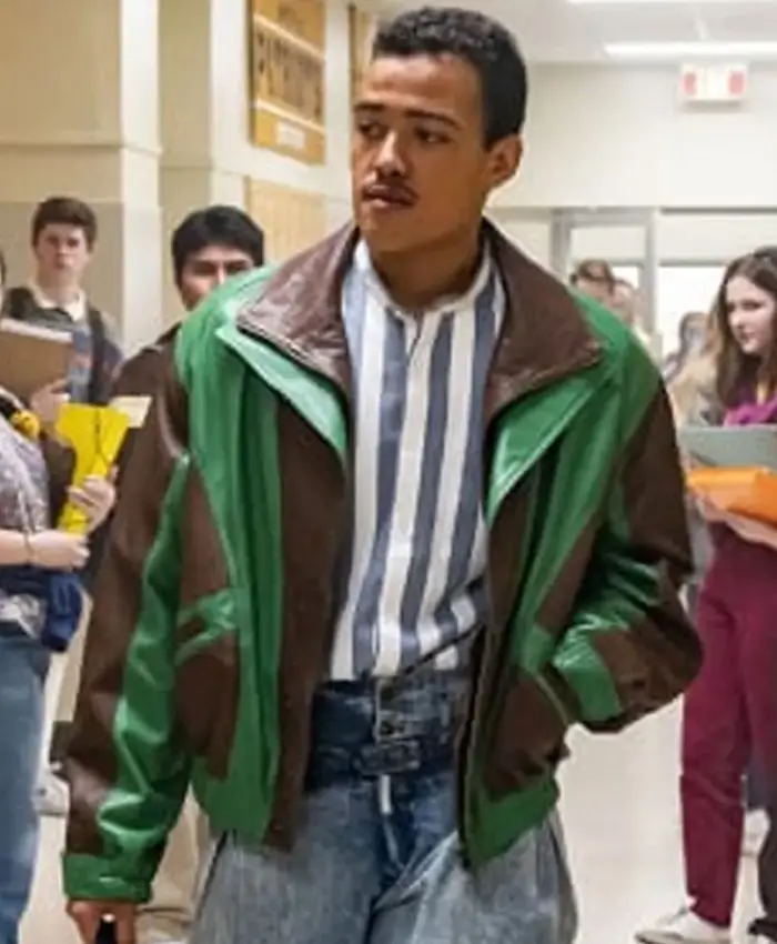 Dwayne Johnson Young Rock Brown & Green Leather Jacket Dwayne Johnson Young Rock Brown & Green Leather Jacket