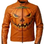 Evil Jack-o’-lantern Orange Leather Jacket